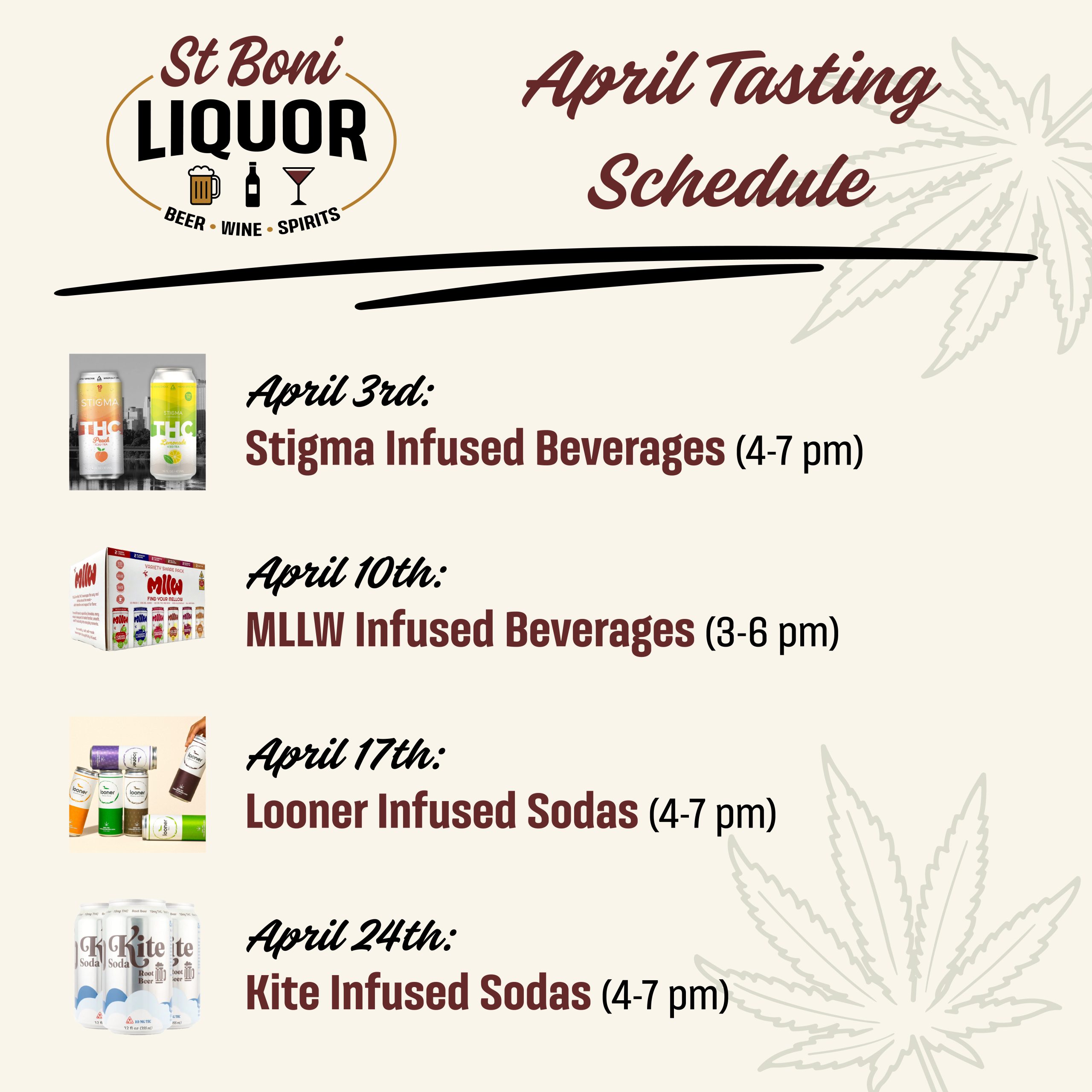 TASTING SCHEDULE April 26