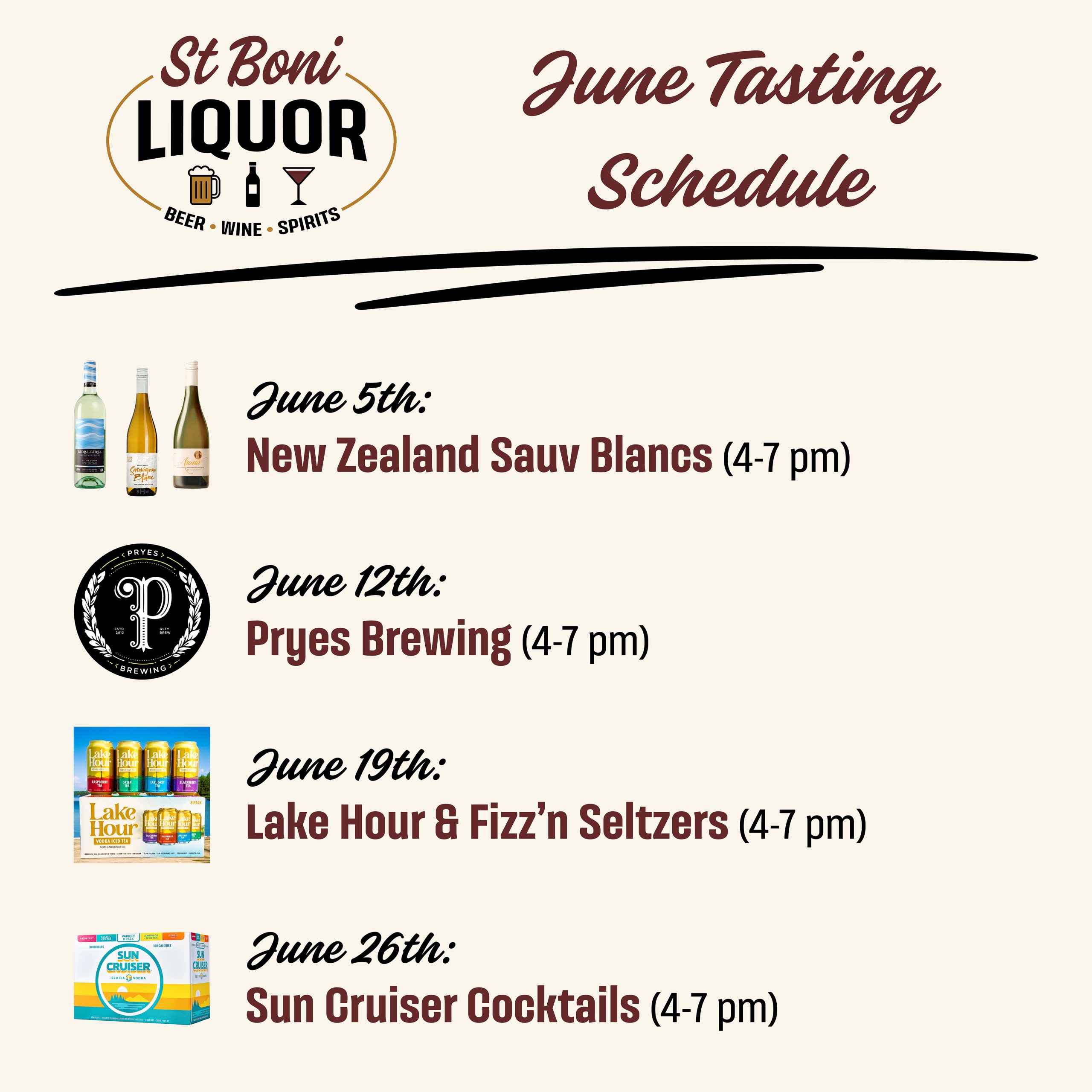 TASTING SCHEDULE June 26